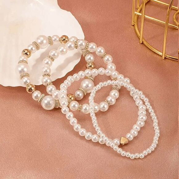 Layered Pearl Bracelets (4 Pieces) - Picture 3 of 5